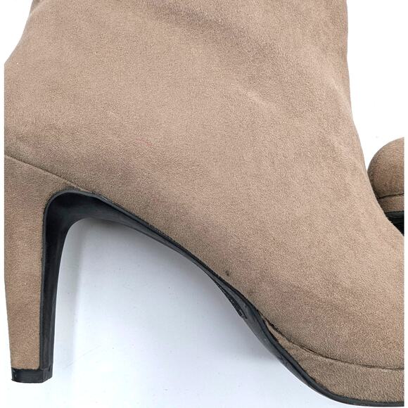 Mootsies Tootsies Suede Knee-High Heels – 3.5" Heel - Y2K Minimalist, Taupe, 10M - Picture 5 of 16
